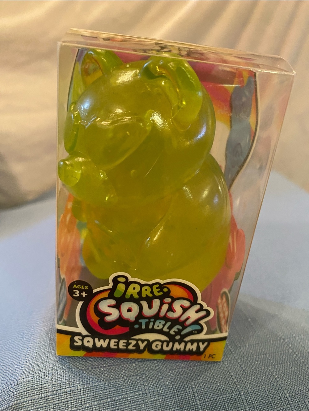 Squeezy Gummy Bear Toy - Green/Yellow